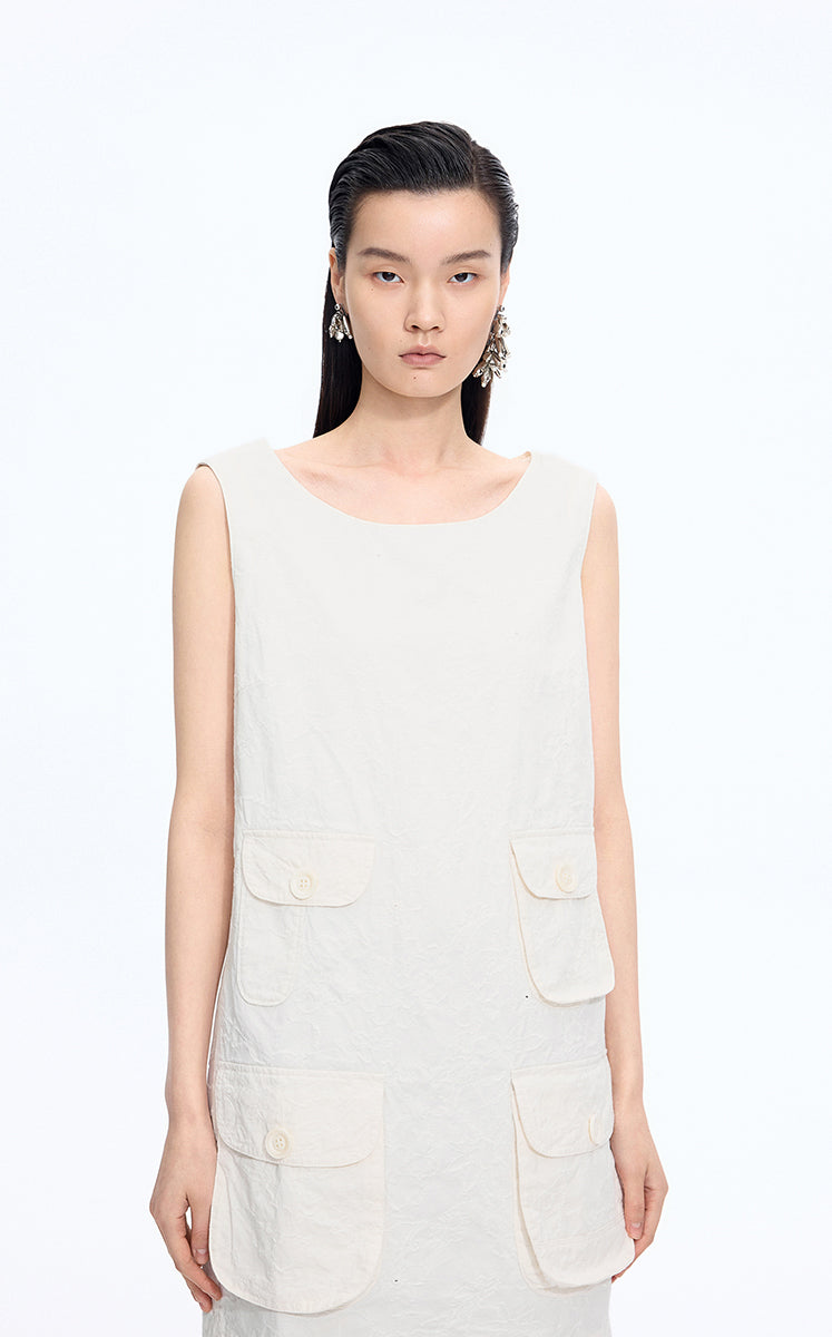 Dress / JNBY Hidden Floral Embroidered Cotton Sleeveless Dress