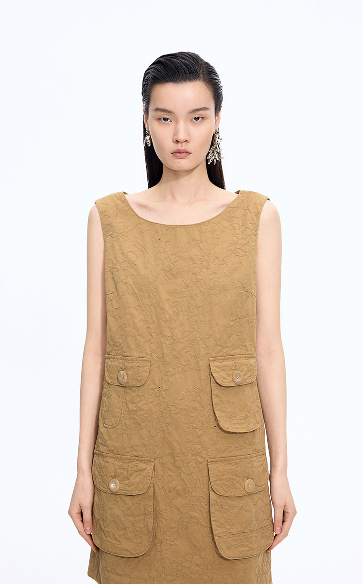 Dress / JNBY Hidden Floral Embroidered Cotton Sleeveless Dress