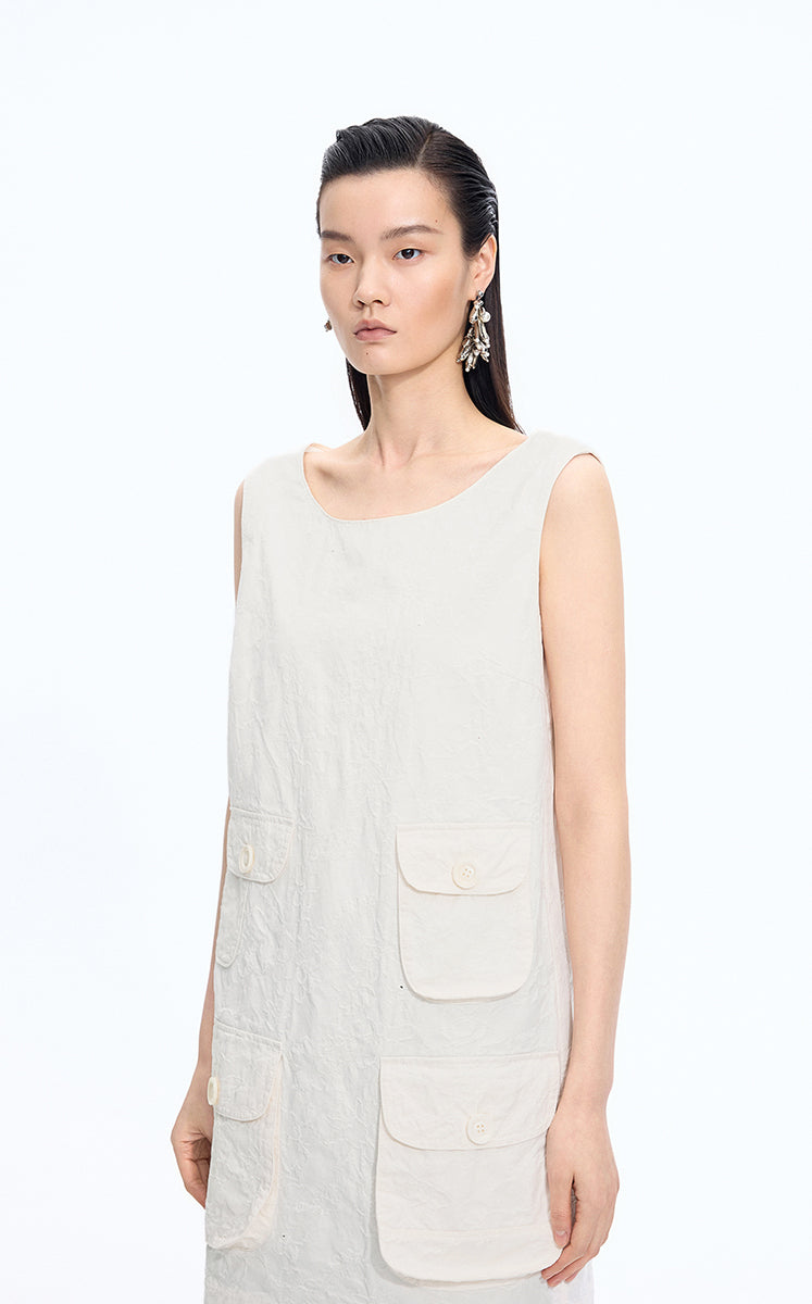 Dress / JNBY Hidden Floral Embroidered Cotton Sleeveless Dress