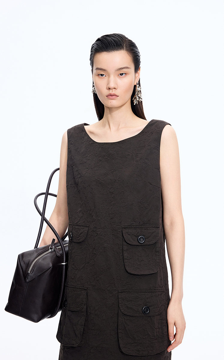Dress / JNBY Hidden Floral Embroidered Cotton Sleeveless Dress