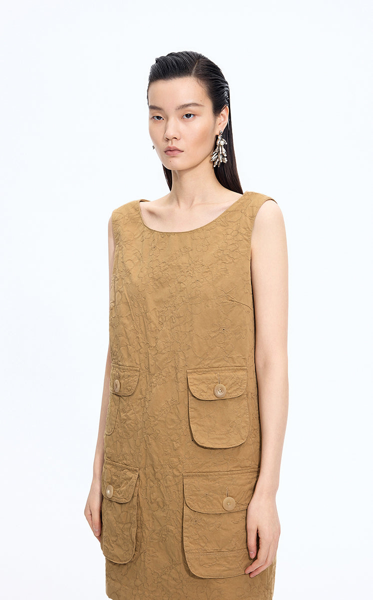 Dress / JNBY Hidden Floral Embroidered Cotton Sleeveless Dress