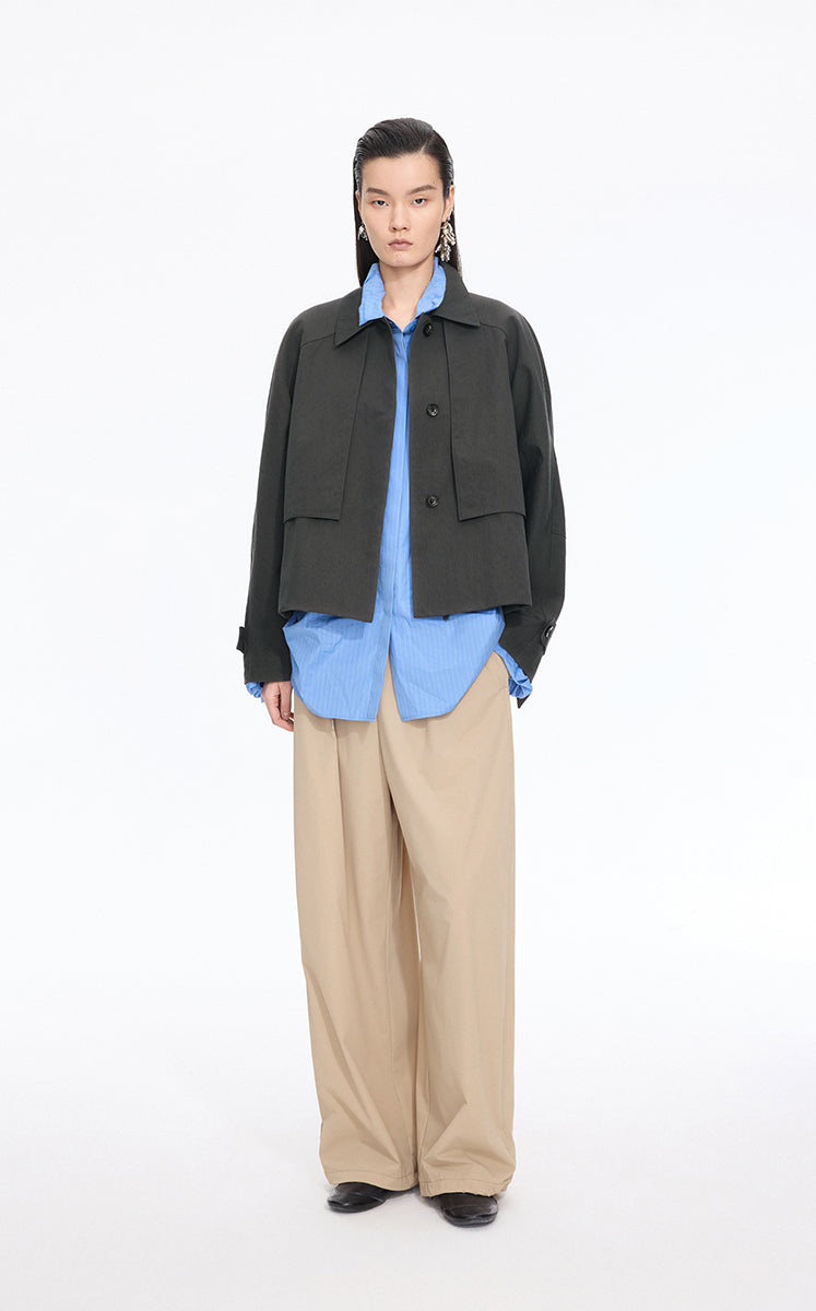 Jacket / JNBY Cropped Belted Raglan Jacket