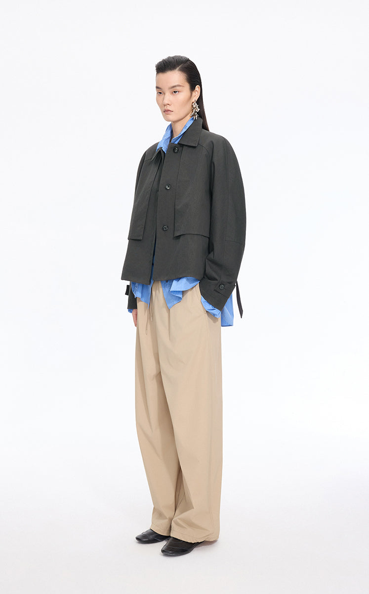 Jacket / JNBY Cropped Belted Raglan Jacket