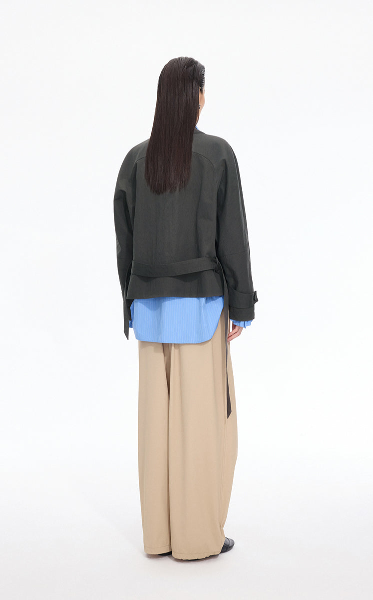 Jacket / JNBY Cropped Belted Raglan Jacket