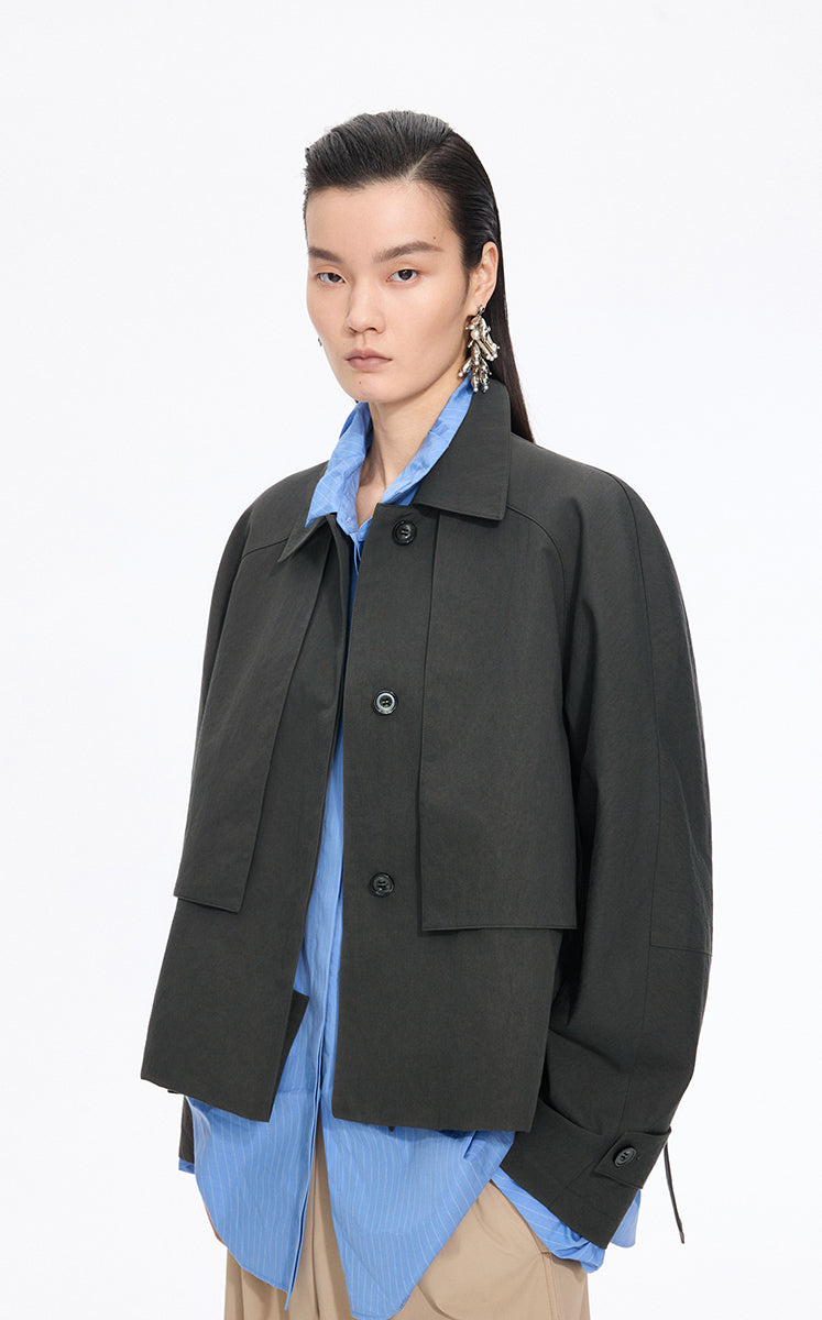 Jacket / JNBY Cropped Belted Raglan Jacket