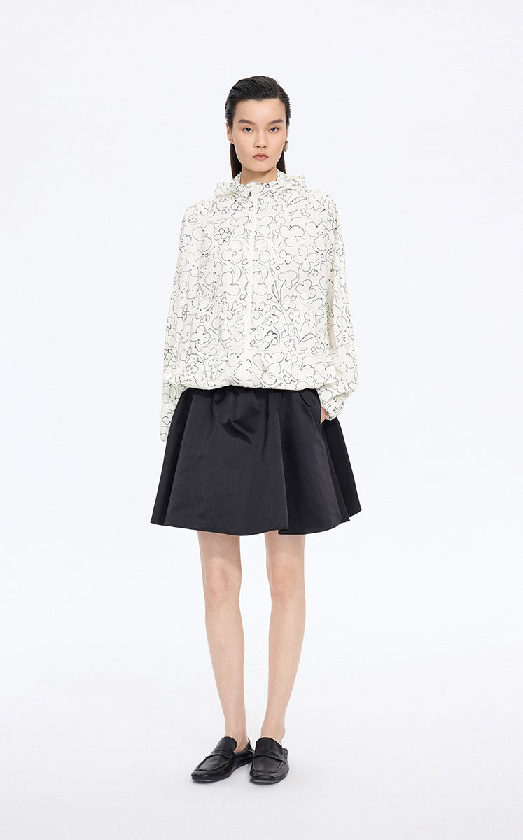 Jacket / JNBY Floral Print Oversized Hooded Jacket