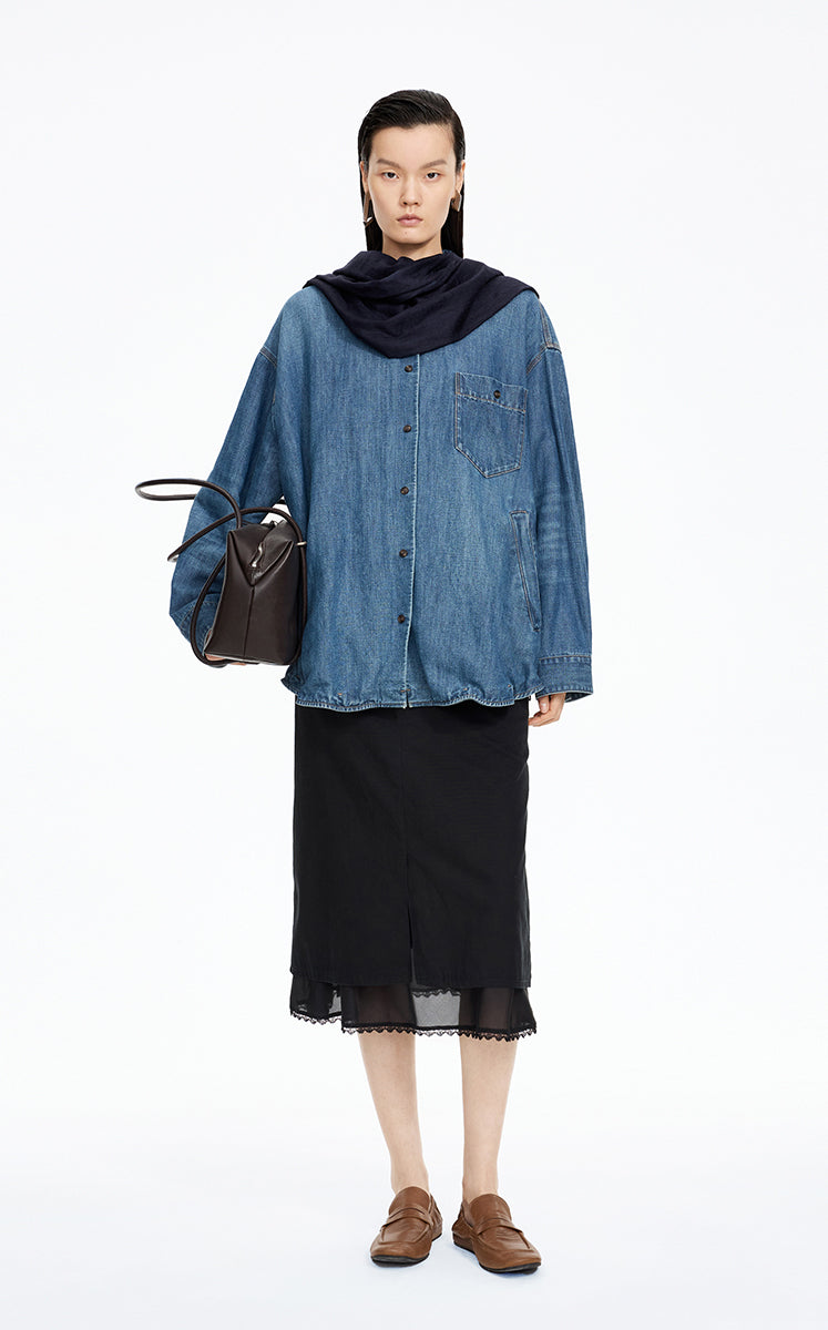 Jacket / JNBY Oversized Cotton-Linen Denim Jacket