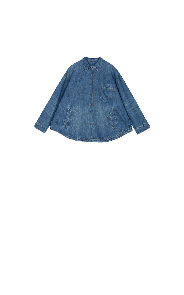 Jacket / JNBY Oversized Cotton-Linen Denim Jacket