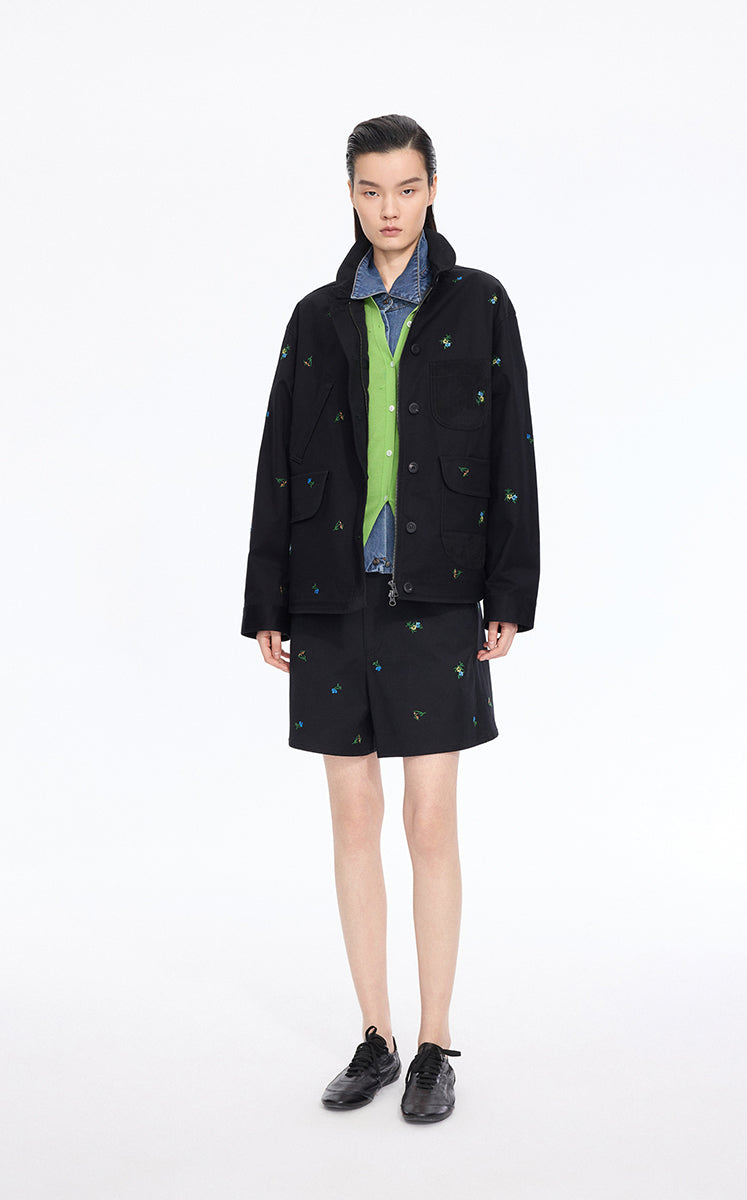 Jacket / JNBY Oversized Embroidered Drawstring Jacket