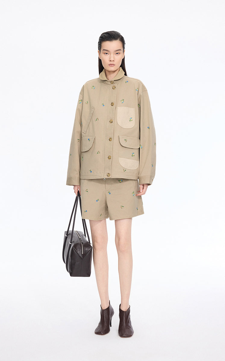 Jacket / JNBY Oversized Embroidered Drawstring Jacket