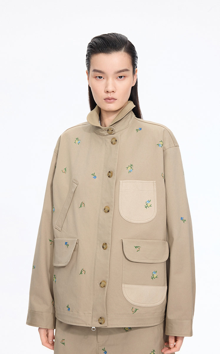 Jacket / JNBY Oversized Embroidered Drawstring Jacket