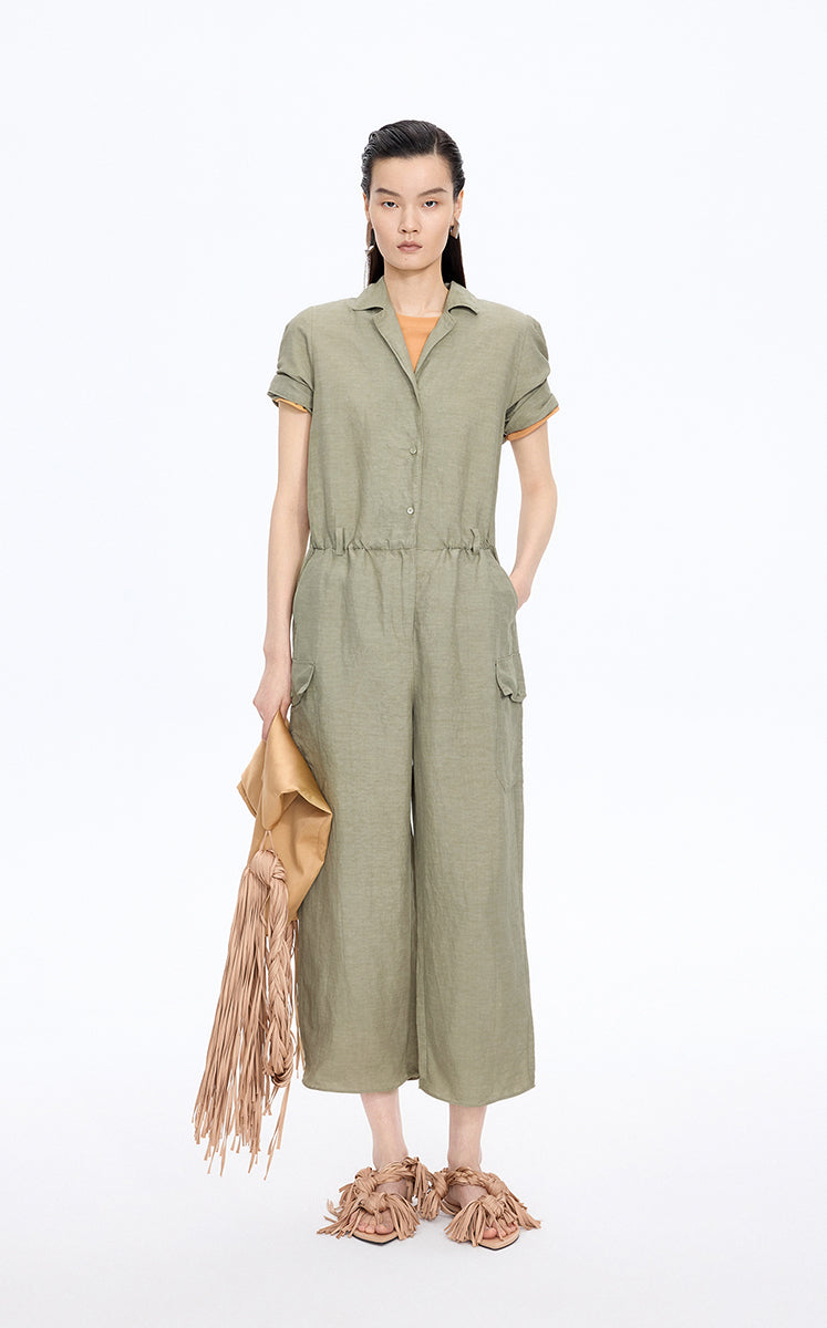 Jumpsuit / JNBY Linen-Blend Short-Sleeve Jumpsuit