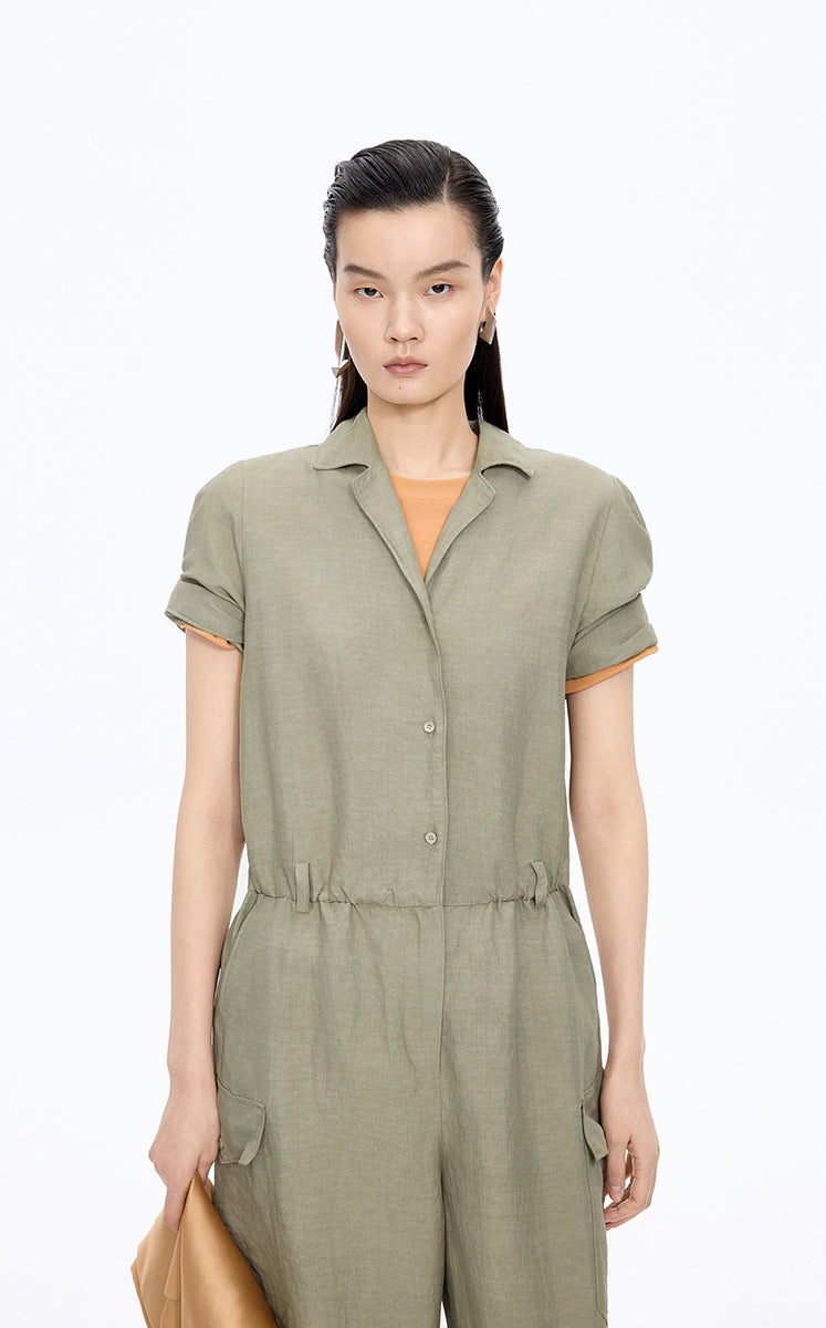 Jumpsuit / JNBY Linen-Blend Short-Sleeve Jumpsuit