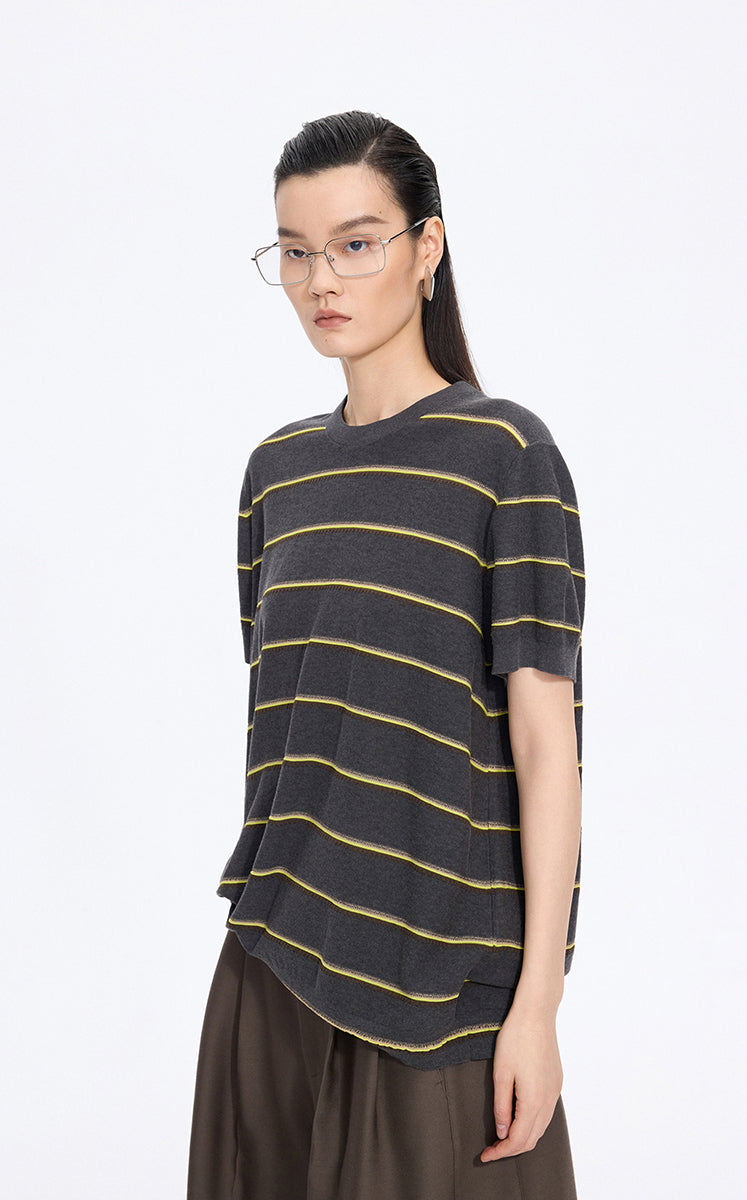 Knit / JNBY Striped Asymmetric Pullover Knit