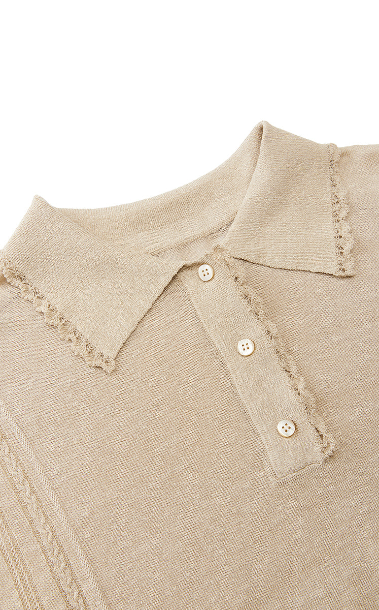 Knit Top / JNBY Linen Silk Polo Short Sleeve Sweater