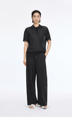 Knit Top / JNBY Linen Silk Polo Short Sleeve Sweater