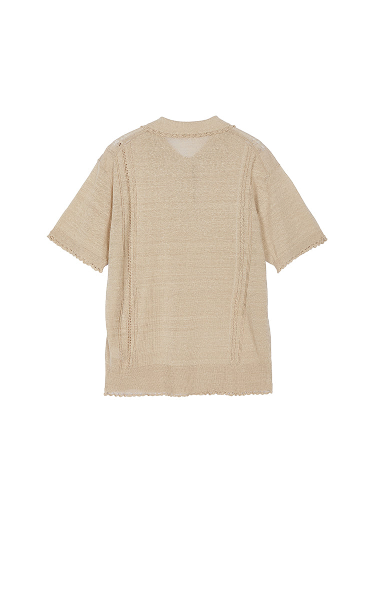 Knit Top / JNBY Linen Silk Polo Short Sleeve Sweater