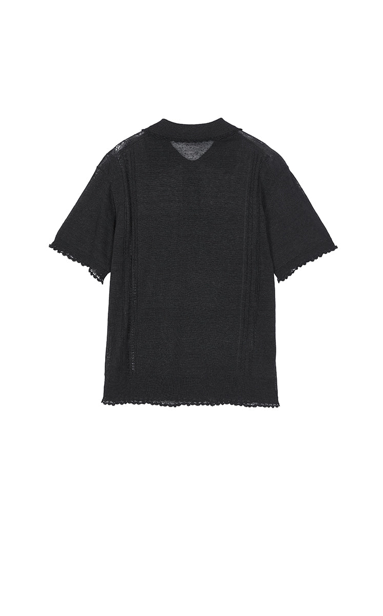 Knit Top / JNBY Linen Silk Polo Short Sleeve Sweater