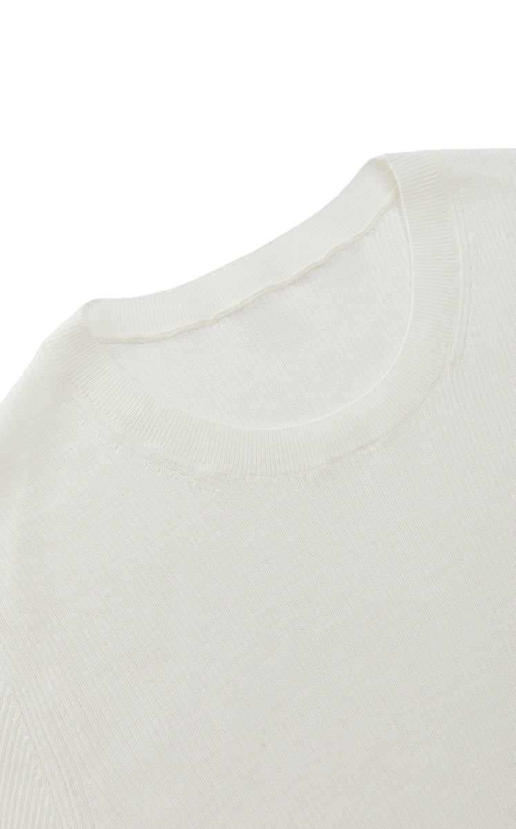 Knit Top / JNBY Silk Wool Cashmere Fitted Short Sleeve Sweater