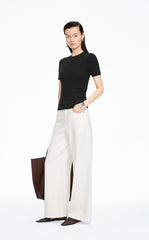 Knit Top / JNBY Silk Wool Cashmere Fitted Short Sleeve Sweater