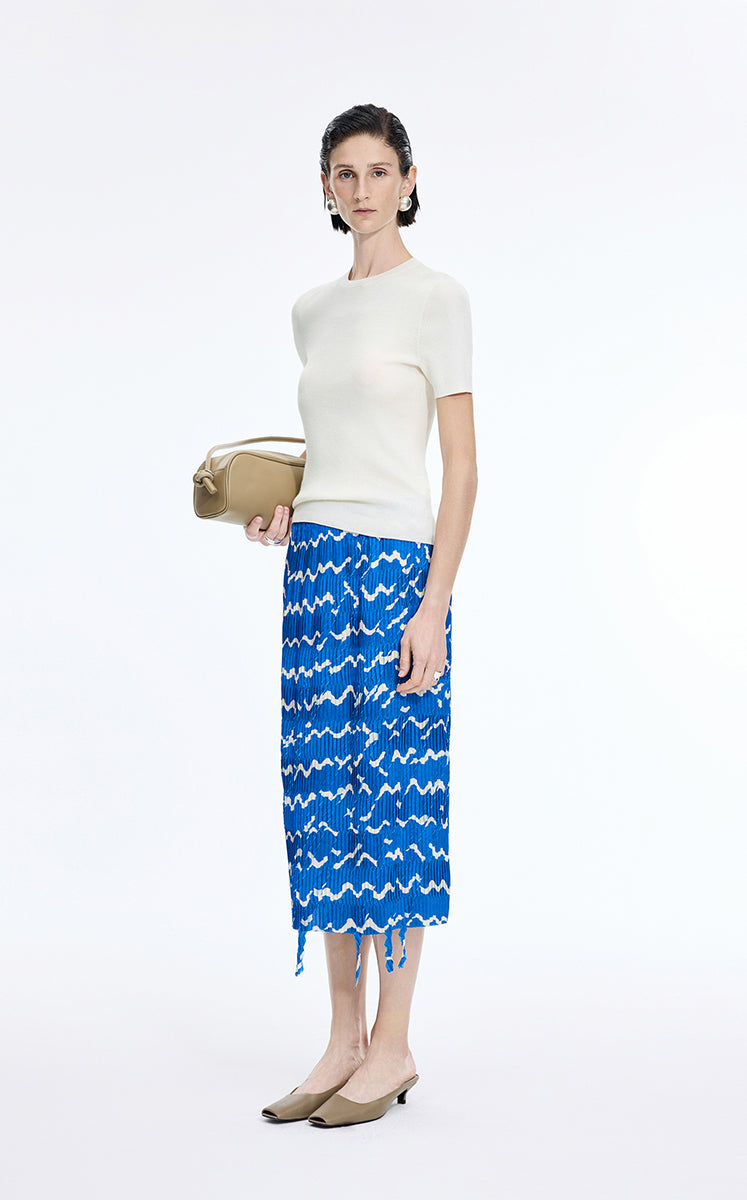 Knit Top / JNBY Silk Wool Cashmere Fitted Short Sleeve Sweater