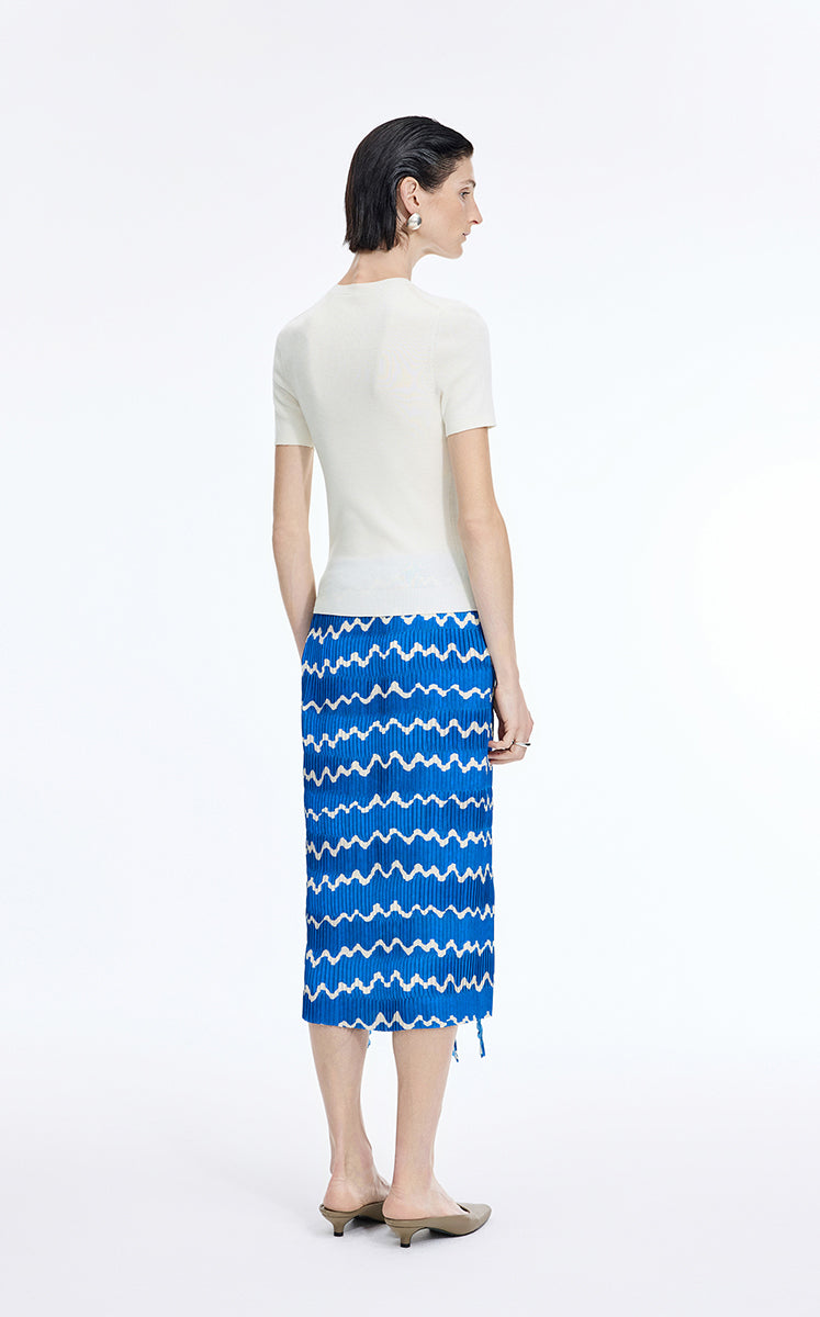 Knit Top / JNBY Silk Wool Cashmere Fitted Short Sleeve Sweater
