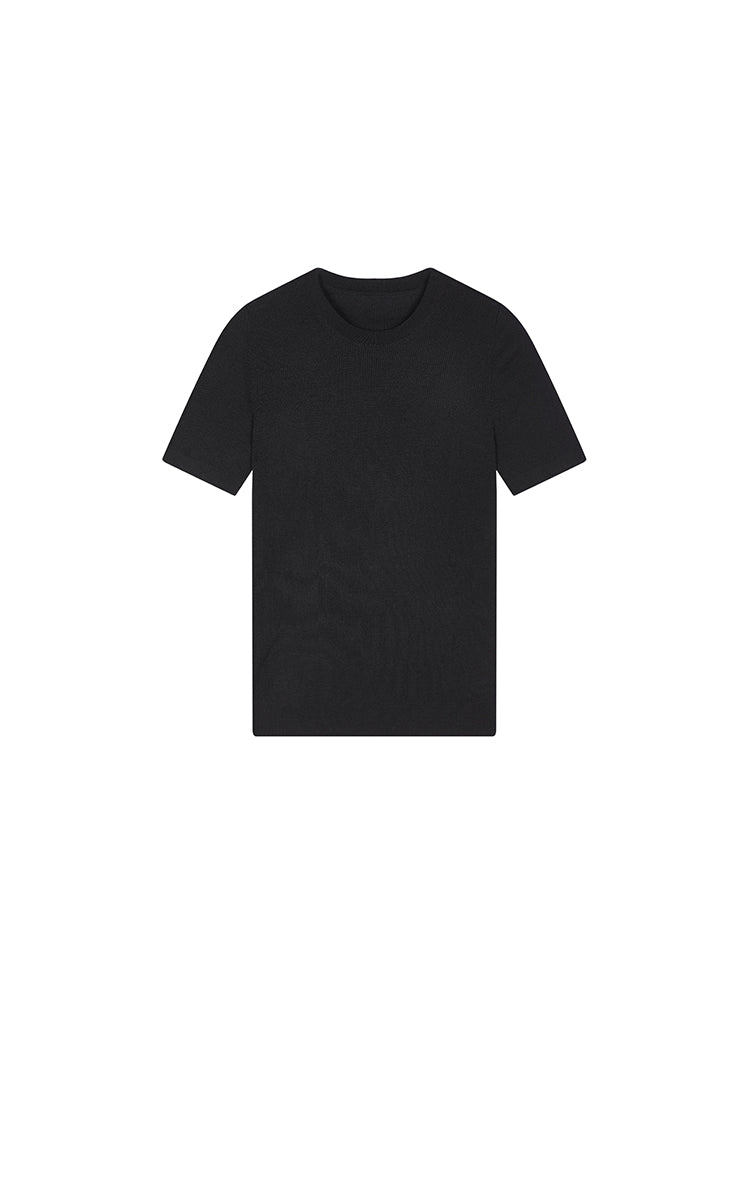 Knit Top / JNBY Silk Wool Cashmere Fitted Short Sleeve Sweater