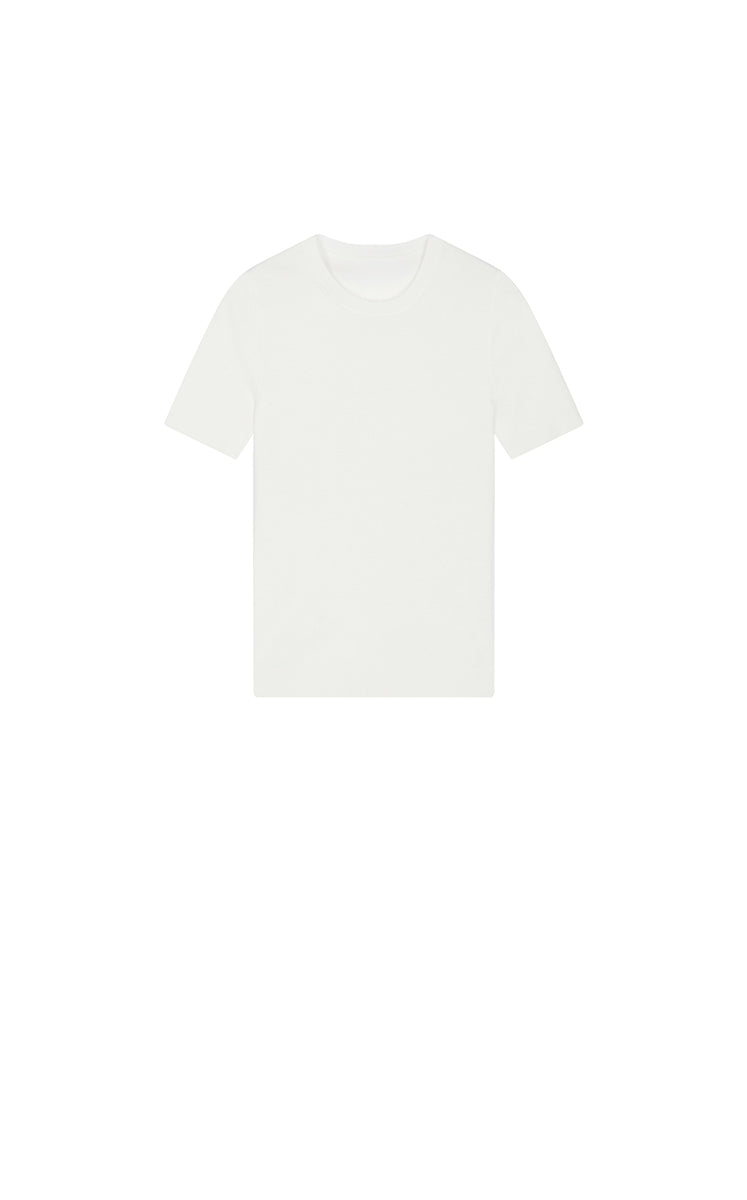Knit Top / JNBY Silk Wool Cashmere Fitted Short Sleeve Sweater