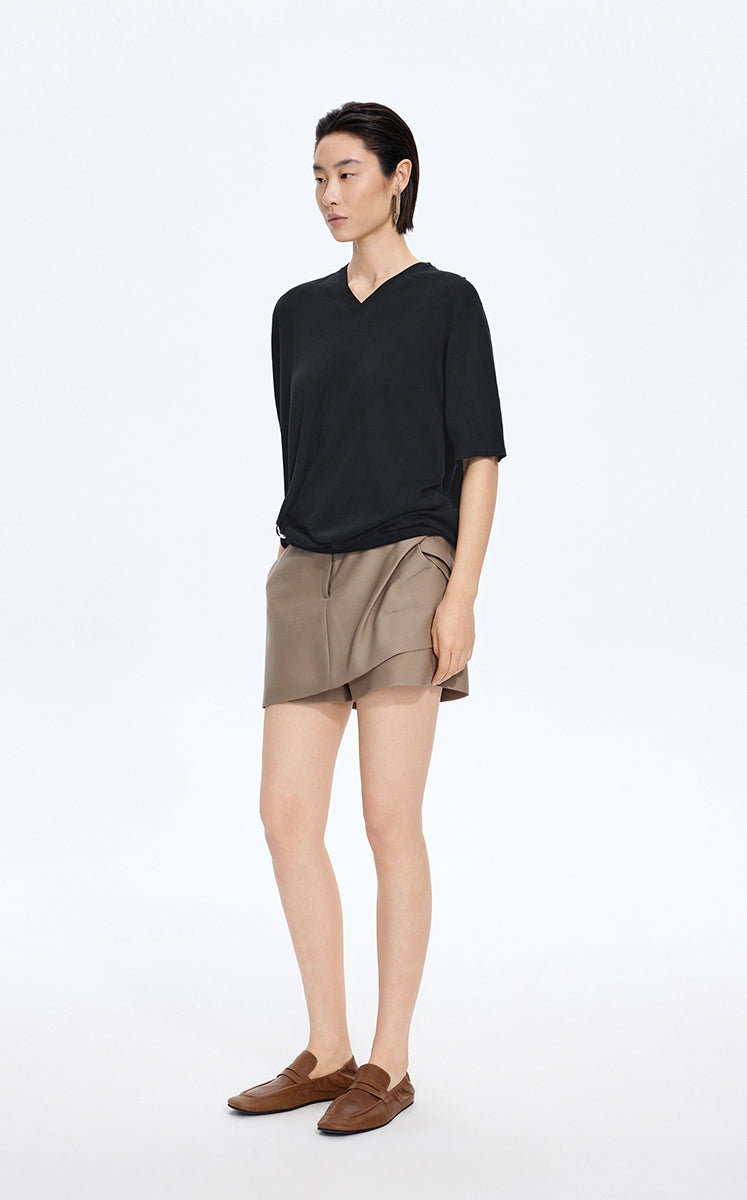 Knitwear / JNBY Cotton V-Neck Short Sleeve Knit Top