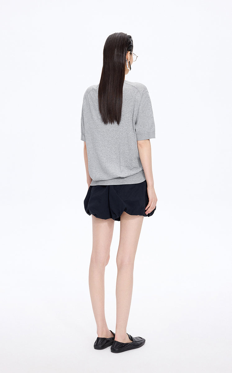 Knitwear / JNBY Cotton V-Neck Short Sleeve Knit Top