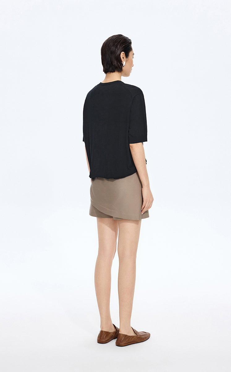 Knitwear / JNBY Cotton V-Neck Short Sleeve Knit Top