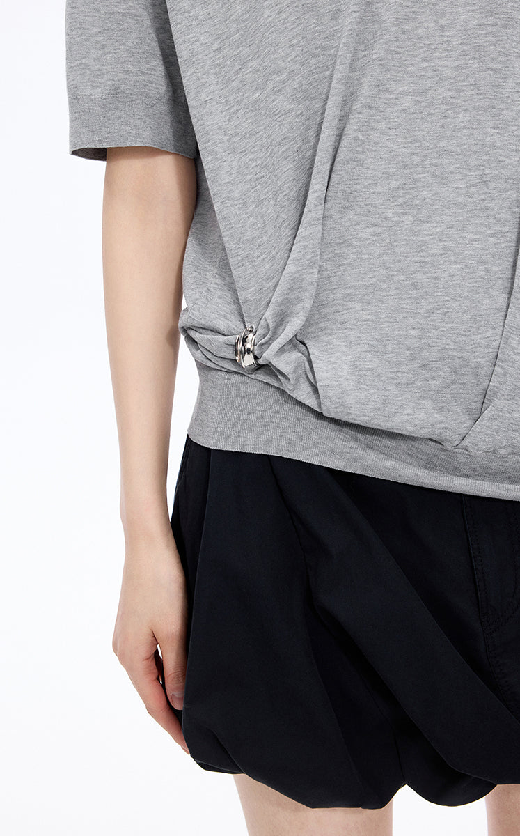 Knitwear / JNBY Cotton V-Neck Short Sleeve Knit Top