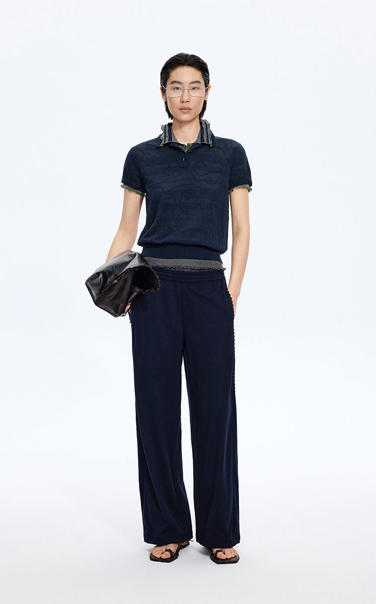 Knitwear / JNBY Floral Jacquard Cropped Knit Top