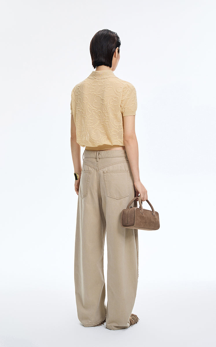 Knitwear / JNBY Floral Jacquard Cropped Knit Top