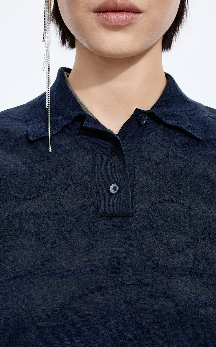 Knitwear / JNBY Floral Jacquard Cropped Knit Top