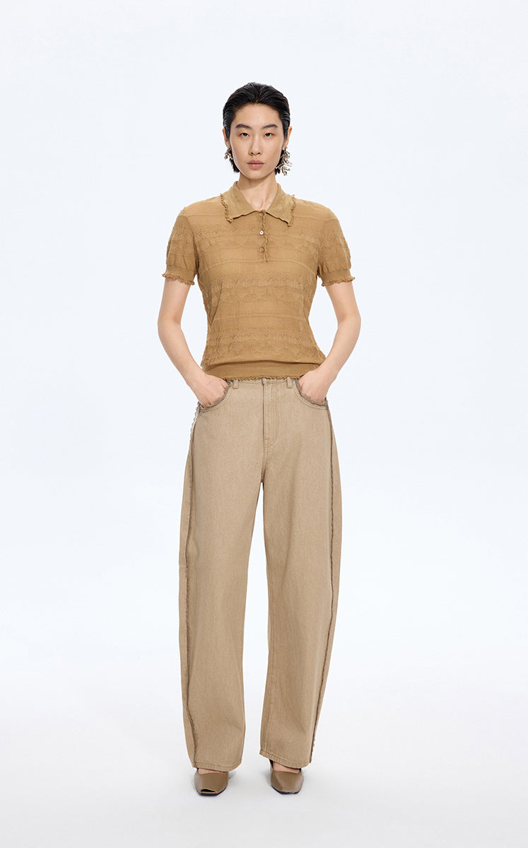 Knitwear / JNBY Textured Cotton Ruffle Knit Top
