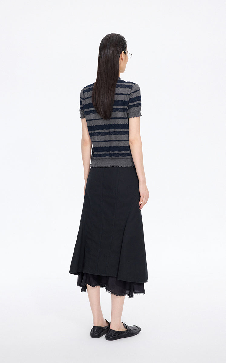Knitwear / JNBY Textured Cotton Ruffle Knit Top