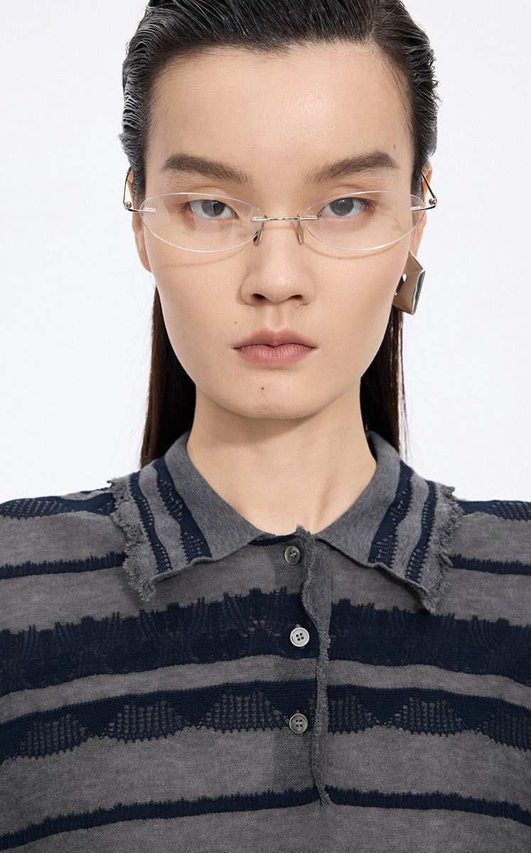 Knitwear / JNBY Textured Cotton Ruffle Knit Top
