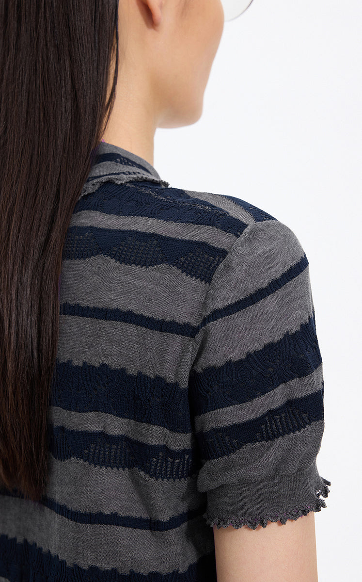 Knitwear / JNBY Textured Cotton Ruffle Knit Top