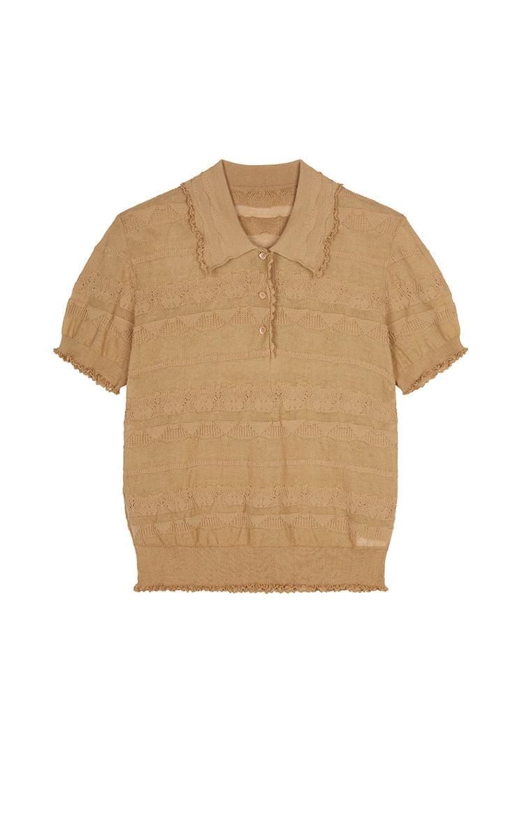 Knitwear / JNBY Textured Cotton Ruffle Knit Top