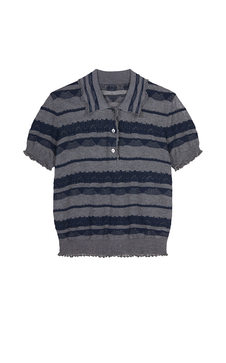 Knitwear / JNBY Textured Cotton Ruffle Knit Top