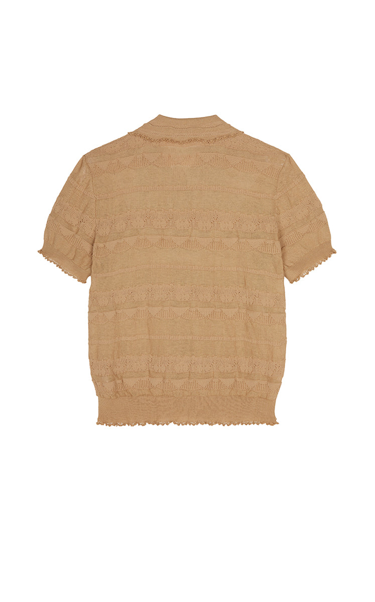 Knitwear / JNBY Textured Cotton Ruffle Knit Top