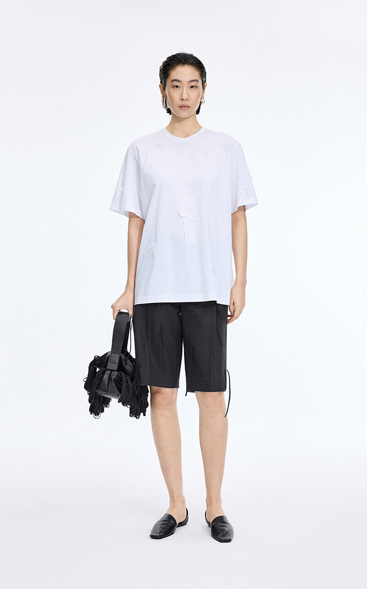 Pants / JNBY  A-Line Wool Fringe Cropped Pants