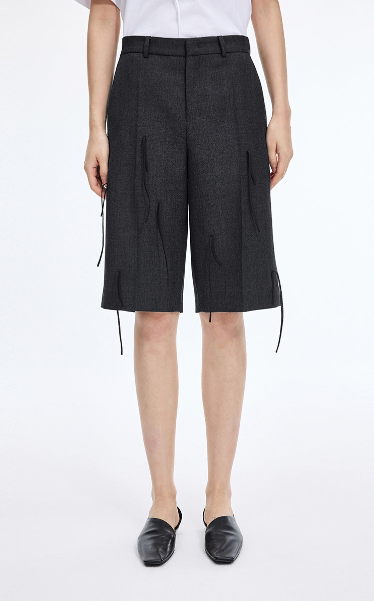 Pants / JNBY  A-Line Wool Fringe Cropped Pants