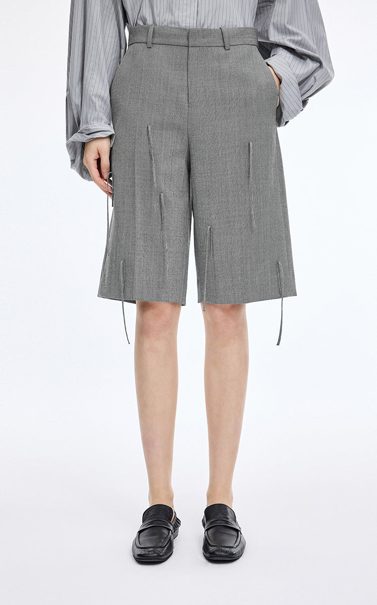 Pants / JNBY  A-Line Wool Fringe Cropped Pants