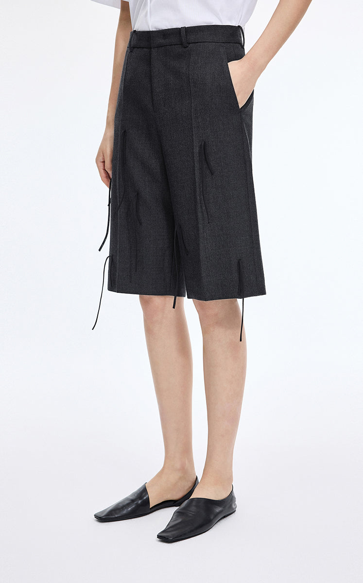 Pants / JNBY  A-Line Wool Fringe Cropped Pants