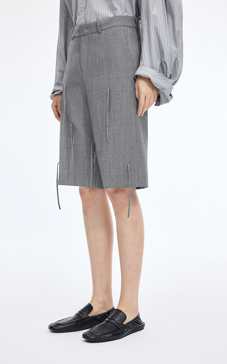 Pants / JNBY  A-Line Wool Fringe Cropped Pants