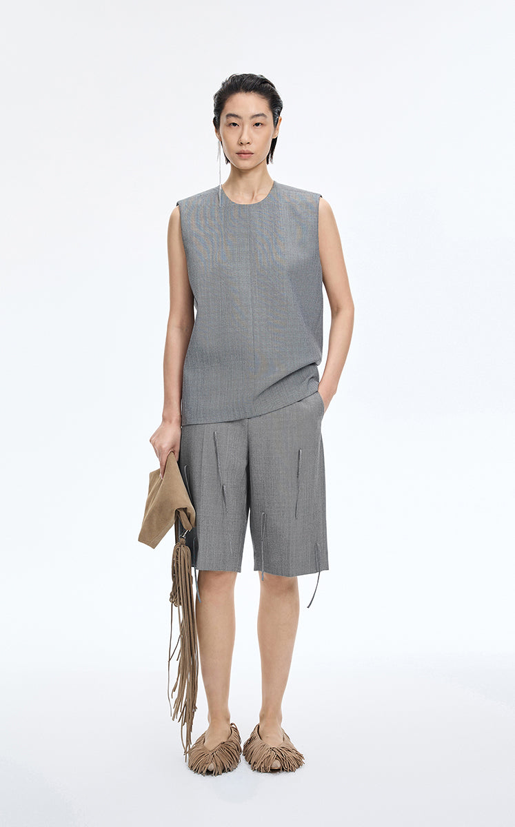 Pants / JNBY  A-Line Wool Fringe Cropped Pants