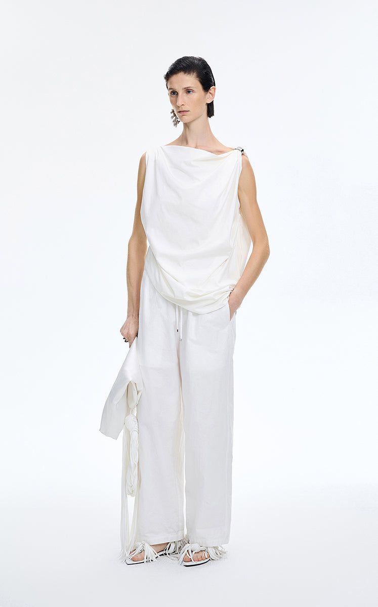 Pants / JNBY Cotton Poplin Drawstring Wide-Leg Pants