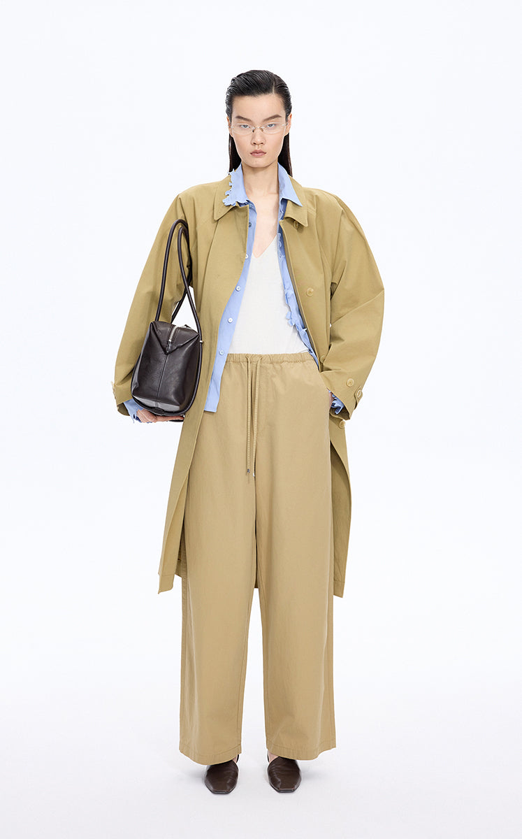 Pants / JNBY Cotton Poplin Drawstring Wide-Leg Pants